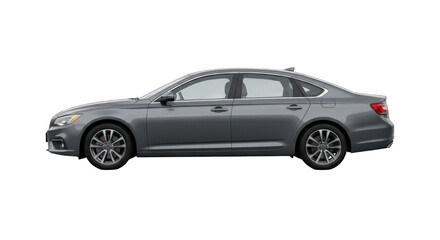 Gray sedan car, side view, on a black background, sleek and modern design