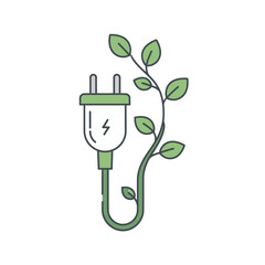 Green energy concept electric plug and growing plant vector