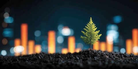 business landscape blending nature finance and technology representing balance and sustainability