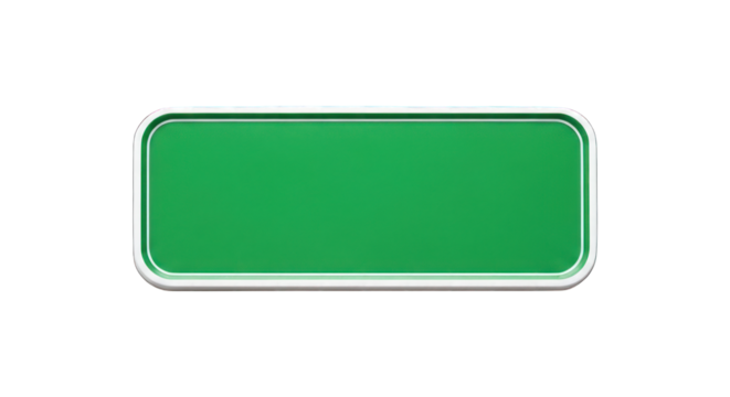 Isolated blank green sign with rounded corners and a white frame on black