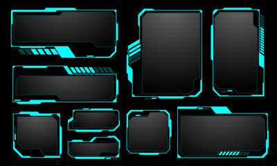 Hud frames white blue user interface elements design modern technology futuristic control panel screen digital hologram window gaming menu touching cyber monitor set on black background vector