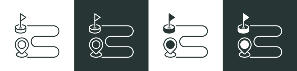 Milestone Icon Collection in Outline and Mixed Black and White Style