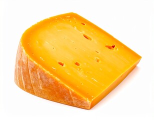Delicious Wedge of Aged Gouda Cheese Isolated on White Background Premium Food Photography