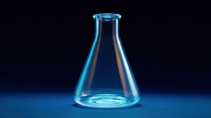 3d rendering of a glass flask. the flask is made of transparent glass and has a cylindrical shape with a narrow neck and a wide base.