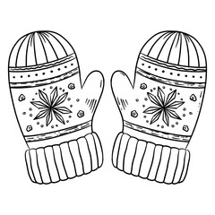 Christmas LineArt Mittens