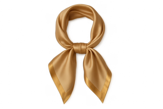 Golden silk neckerchief tied with knot