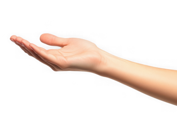 Open human hand palm facing up against black background image