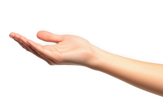 Open human hand palm facing up against black background image - Powered by Adobe