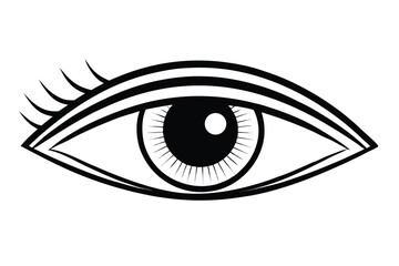 Artistic eye with layered upper lid and pointed corners, isolated on white