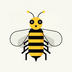 Cute Cartoon Bee Illustration with Black and Yellow Stripes.