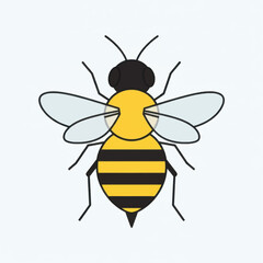 Stylized Bee Illustration with Black Stripes and Transparent Wings.