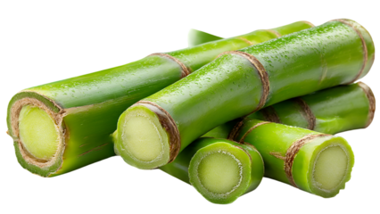 Fresh Sugarcane Stalks Isolated on White Background