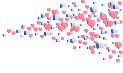 Social Media Engagement Icons Flowing on White Background