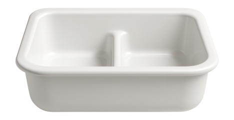 Single-bowl cast iron sink with a low divider, ideal for a classic suburban kitchen.