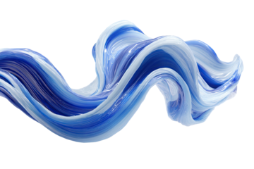 Dynamic abstract swirl of blue and white, fluid strokes on a black background