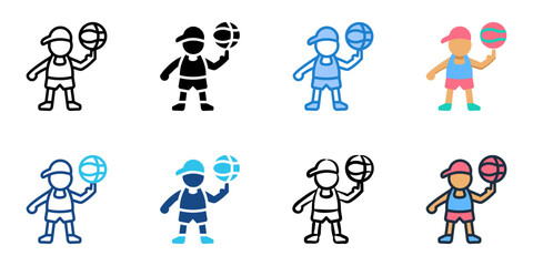 Youth basketball icon set multiple style collection 
