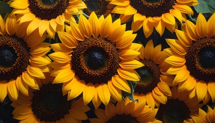 Vibrant Sunflowers in Full Bloom - A Sunny Floral Display.