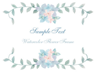 水彩画風のアジサイの花のフレーム