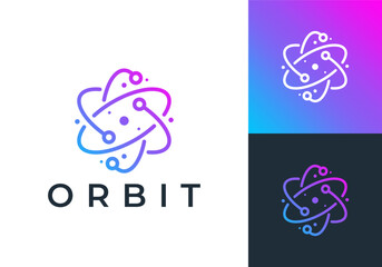 planet logo design. globe galaxy connection technology vector design concept	
