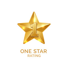 Obraz premium Golden star rating symbol shining on an isolated transparent background emphasizing excellence and