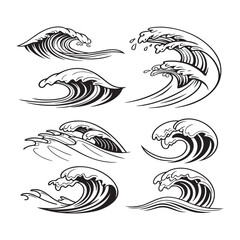 Tribal tattoo design of sea animals in black vector silhouette style