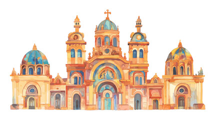 Obraz premium Basilica of Our Lady of Guadalupe. Basilica of Our Lady of Guadalupe hand drawn watercolor illustration