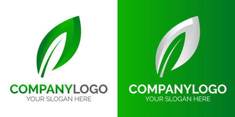 Eco friendly organic natural product green flat logo vector graphic element