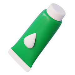 Green tube of lotion with a white cap and a droplet on it