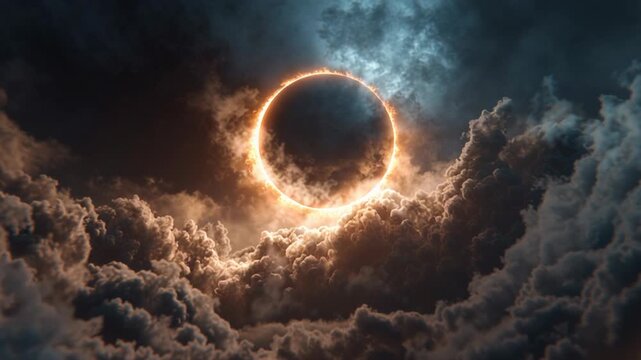 4k video of an eclipse on the cloud sky.