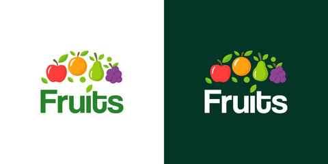 Fresh fruits logo icon vector illustration, juice logo icon