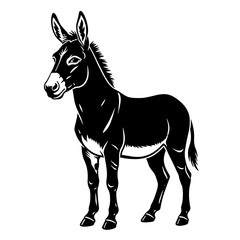 Obraz premium Black and White Image of a Standing Donkey