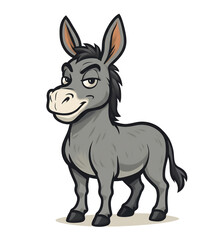 Fototapeta premium Cartoon Gray Donkey Standing