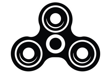 Black geometric fidget spinner with rounded edges and circular openings creates a captivating silhouette