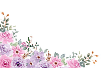Watercolor flowers background vector for design.