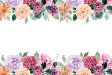 Watercolor flowers background vector for design.