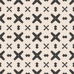 Obraz premium Simple repeating geometric pattern featuring large and small dark X-shapes on a pale beige background
