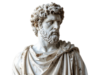  Marble Statue of Ancient Philosopher, Classical Sculpture, Isolated on Transparent Background