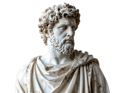  Marble Statue of Ancient Philosopher, Classical Sculpture, Isolated on Transparent Background