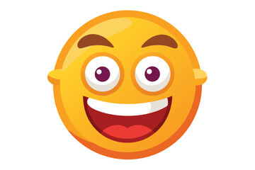 Cheerful yellow emoji exhibits a wide grin, showcasing happiness and joyful expression