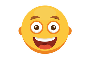 Cheerful yellow smiley face with a wide smile and bright eyes expresses happiness