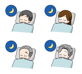 快適に眠る大人のイラスト4種類セット
