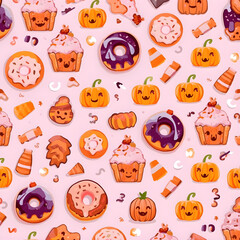 Obraz premium Halloween gift wrapping paper 13