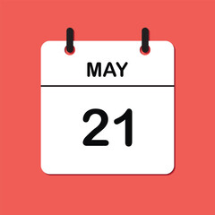 May 21. Daily Calendar icon for design. Simple design for business brochure, flyer, print media, advertisement. Easily editable.