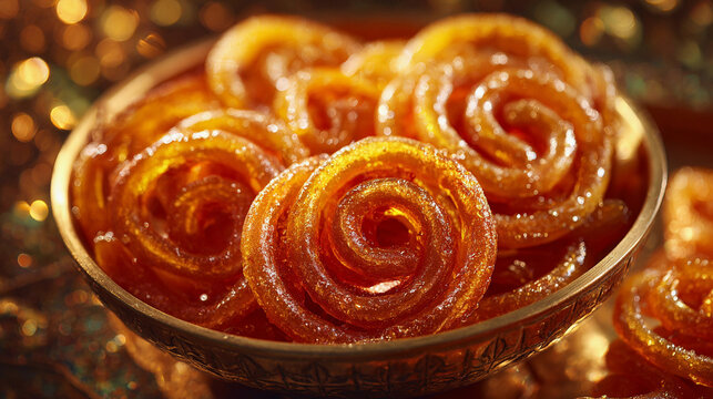 Famous sweet jalebi closeup view 