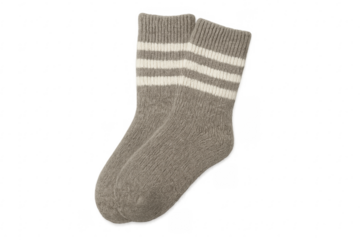 Pair of cozy gray wool socks with white stripes