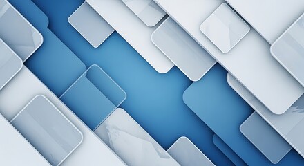 Abstract geometric overlapping shapes with blue and white tones