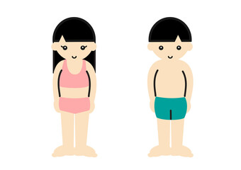 プライベートゾーンを隠した男の子と女の子のイラスト4