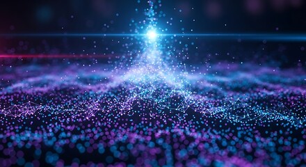 Abstract cosmic energy burst with glowing particles