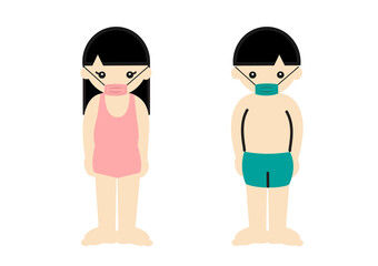 プライベートゾーンを隠した男の子と女の子のイラスト6