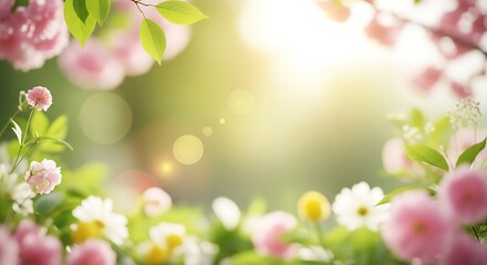 Fototapeta premium Soft focus spring blossom and sunlight bokeh background